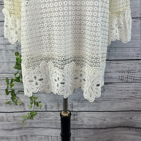 Alfani Tunic Top Beach Swim Cover Up size Medium Ivory Cream Lace Boho Peasant - Picture 8 of 14